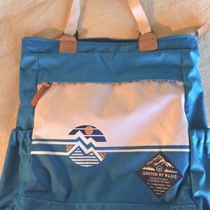 United By Blue Ocean Blue and Cream Graphic Tote
